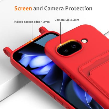 Integrated Card Bag Solid Color Liquid Silicone Phone Case with Lanyard, For Google Pixel 10a, For Google Pixel 10 Pro XL, For Google Pixel 10 Pro, For Google Pixel 10, For Google Pixel 9a, For Google Pixel 9 Pro XL