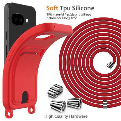 Integrated Card Bag Solid Color Liquid Silicone Phone Case with Lanyard, For Google Pixel 10a, For Google Pixel 10 Pro XL, For Google Pixel 10 Pro, For Google Pixel 10, For Google Pixel 9a, For Google Pixel 9 Pro XL