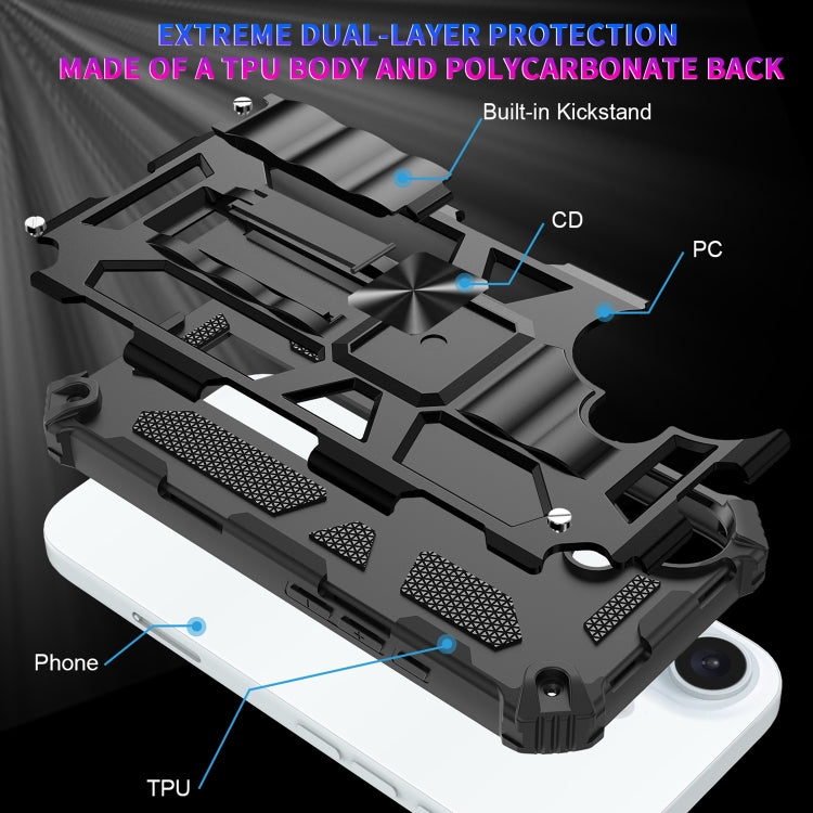 Armor Shockproof TPU + PC Magnetic Phone Case with Holder, For iPhone 16 Plus, For iPhone 16