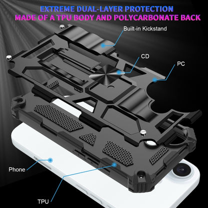 Armor Shockproof TPU + PC Magnetic Phone Case with Holder, For iPhone 16 Plus, For iPhone 16