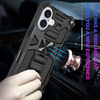 Armor Shockproof TPU + PC Magnetic Phone Case with Holder, For iPhone 16 Plus, For iPhone 16