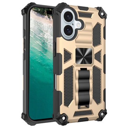Armor Shockproof TPU + PC Magnetic Phone Case with Holder, For iPhone 16 Plus, For iPhone 16