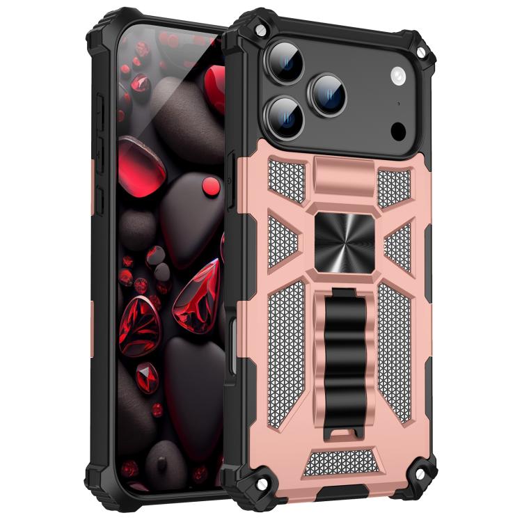 Armor Shockproof TPU + PC Magnetic Phone Case with Holder, For iPhone 18 Pro / 17 Pro, For iPhone 18 Pro Max / 17 Pro Max, For iPhone 16 Pro Max, For iPhone 16 Pro