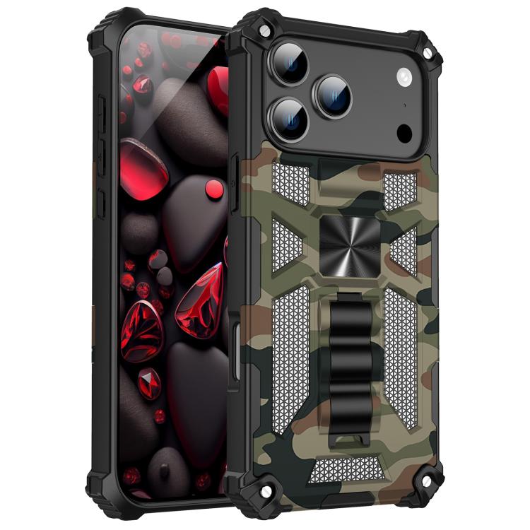 Camouflage Armor Kickstand TPU + PC Magnetic Phone Case, For iPhone 18 Pro / 17 Pro, For iPhone 18 Pro Max / 17 Pro Max, For iPhone 16 Pro Max, For iPhone 16 Pro