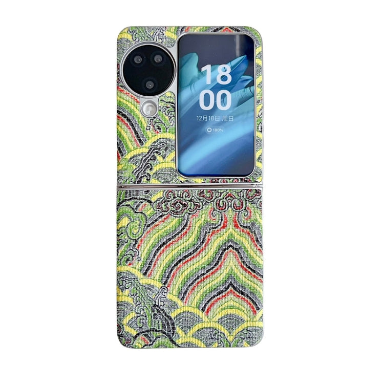 Propitious Clouds Embroidery Full Coverage Phone Case, For OPPO Find N3 Flip, For OPPO Find N2 Flip
