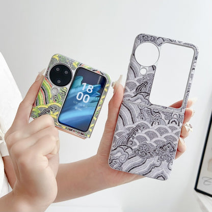 Propitious Clouds Embroidery Full Coverage Phone Case, For OPPO Find N3 Flip, For OPPO Find N2 Flip