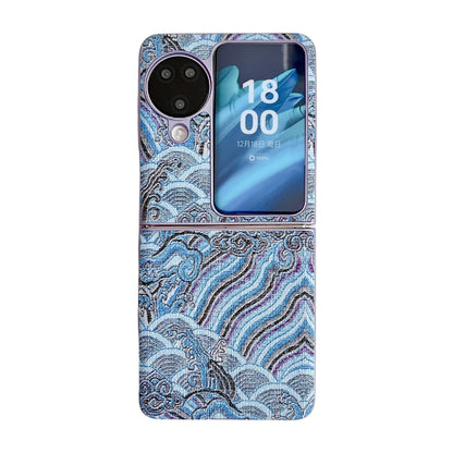 Propitious Clouds Embroidery Full Coverage Phone Case, For OPPO Find N3 Flip, For OPPO Find N2 Flip