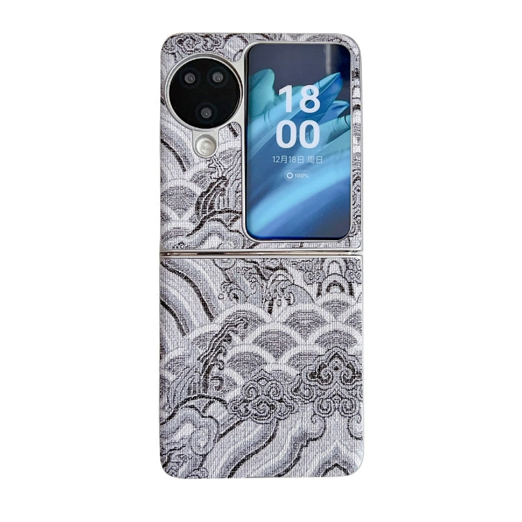 Propitious Clouds Embroidery Full Coverage Phone Case, For OPPO Find N3 Flip, For OPPO Find N2 Flip