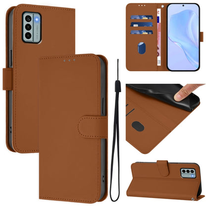 Skin Feel Solid Color Leather Phone Case with Lanyard, Series 14