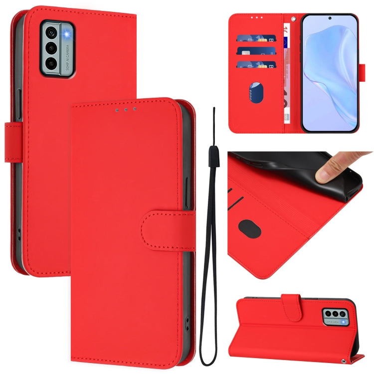 Skin Feel Solid Color Leather Phone Case with Lanyard, Series 14
