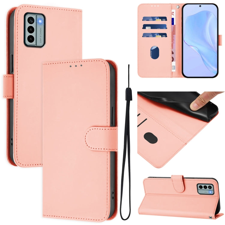 Skin Feel Solid Color Leather Phone Case with Lanyard, Series 14