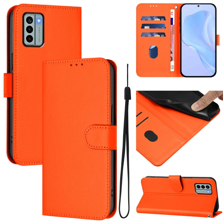 Skin Feel Solid Color Leather Phone Case with Lanyard, Series 14
