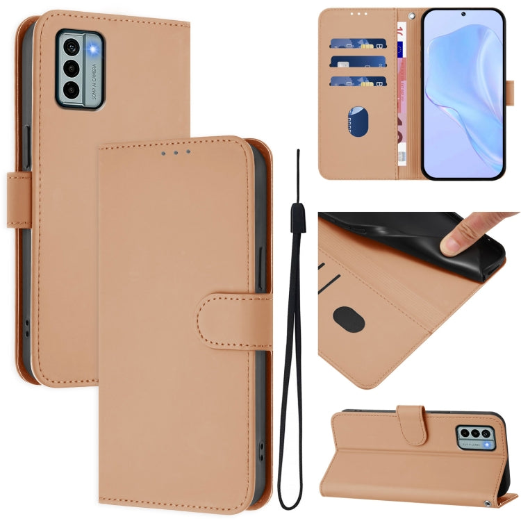 Skin Feel Solid Color Leather Phone Case with Lanyard, Series 14
