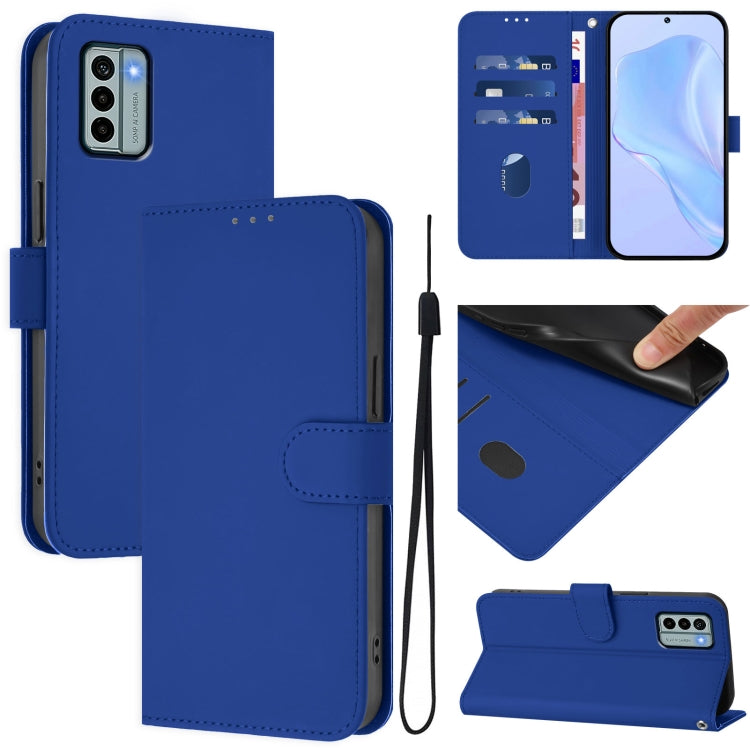 Skin Feel Solid Color Leather Phone Case with Lanyard, Series 14