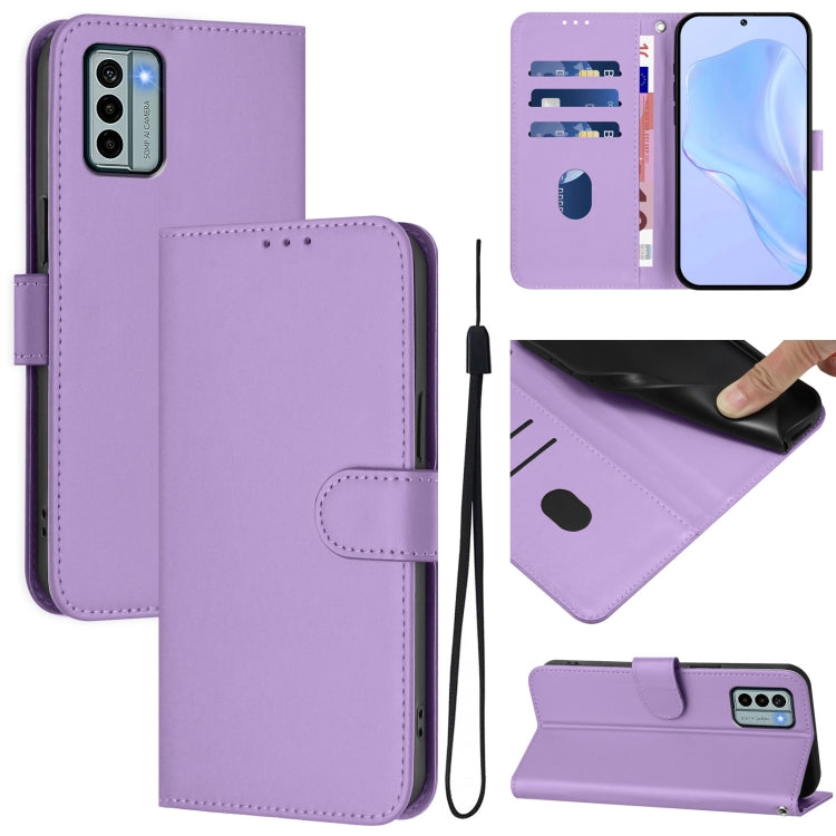 Skin Feel Solid Color Leather Phone Case with Lanyard, Series 14