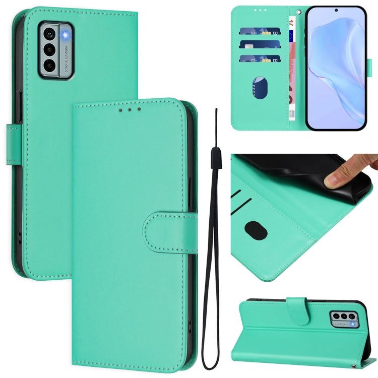 Skin Feel Solid Color Leather Phone Case with Lanyard, Series 14