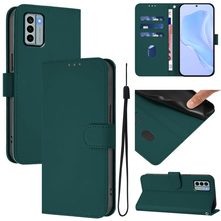 Skin Feel Solid Color Leather Phone Case with Lanyard, Series 14
