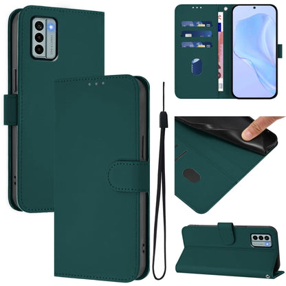 Skin Feel Solid Color Leather Phone Case with Lanyard, Series 14