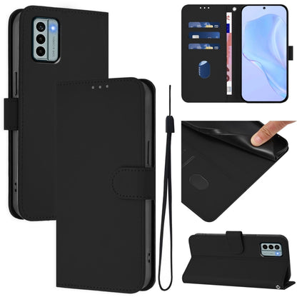 Skin Feel Solid Color Leather Phone Case with Lanyard, Series 14