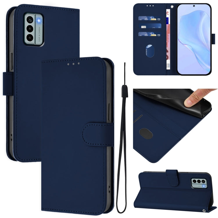 Skin Feel Solid Color Leather Phone Case with Lanyard, Series 14