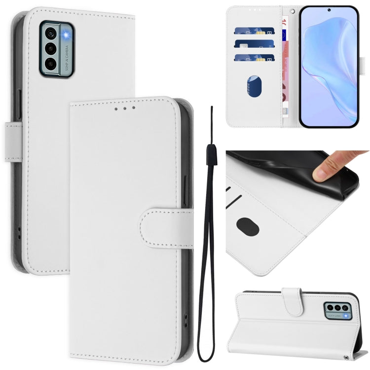 Skin Feel Solid Color Leather Phone Case with Lanyard, Series 14