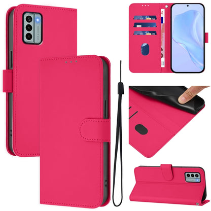 Skin Feel Solid Color Leather Phone Case with Lanyard, Series 14