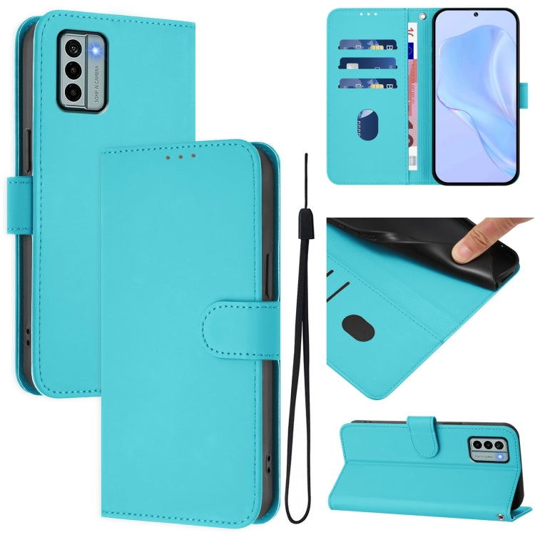 Skin Feel Solid Color Leather Phone Case with Lanyard, Series 14