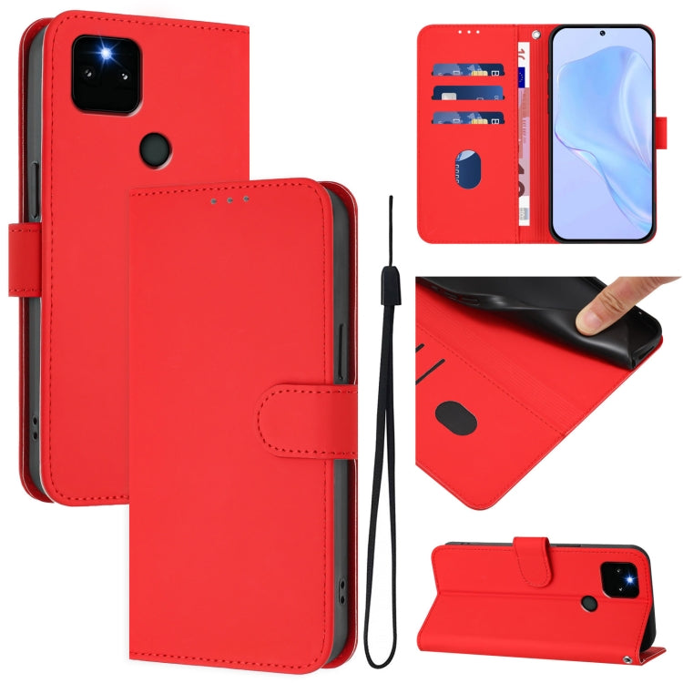 Skin Feel Solid Color Leather Phone Case with Lanyard, Series 3