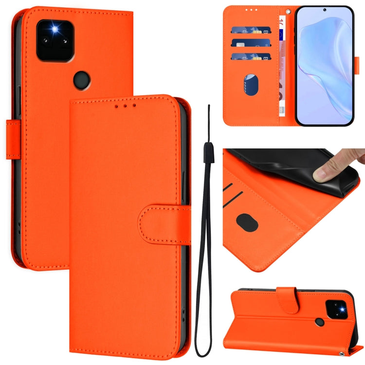 Skin Feel Solid Color Leather Phone Case with Lanyard, Series 3