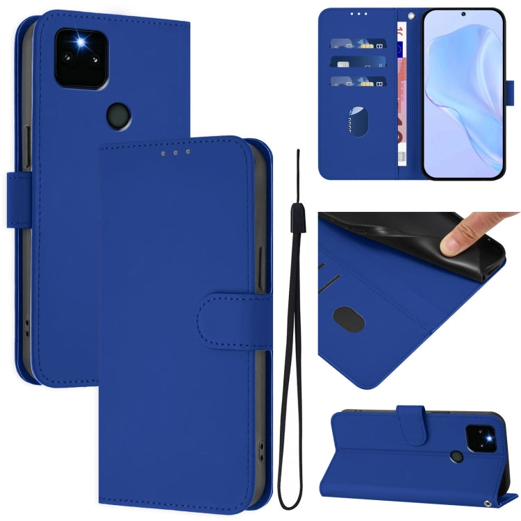 Skin Feel Solid Color Leather Phone Case with Lanyard, Series 3