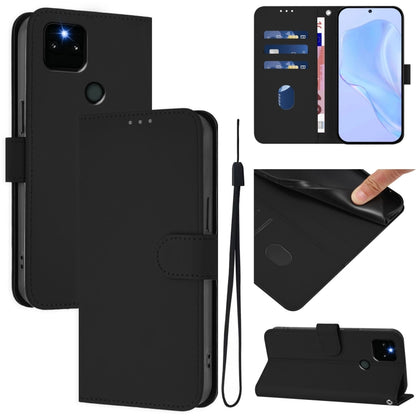 Skin Feel Solid Color Leather Phone Case with Lanyard, Series 3