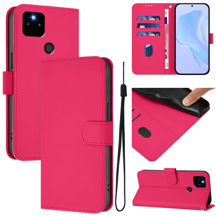 Skin Feel Solid Color Leather Phone Case with Lanyard, Series 3