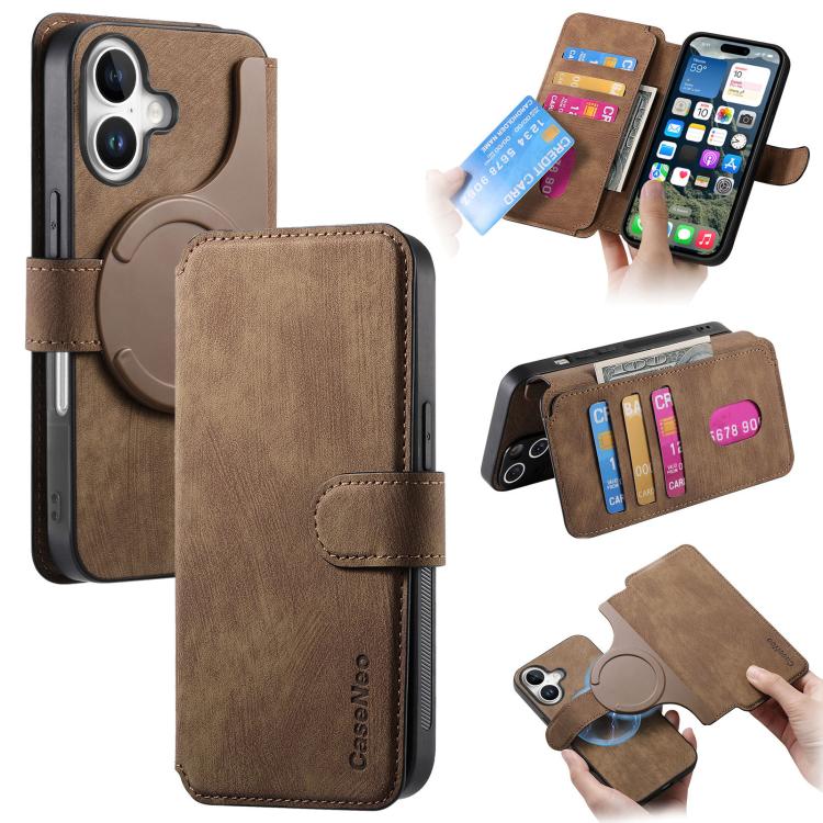 CaseNeo MagSafe RFID Anti-theft Retro Leather Phone Case, For iPhone 18 / 17, For iPhone 18 Pro / 17 Pro, For iPhone 18 Pro Max / 17 Pro Max, For iPhone 17e / 16e