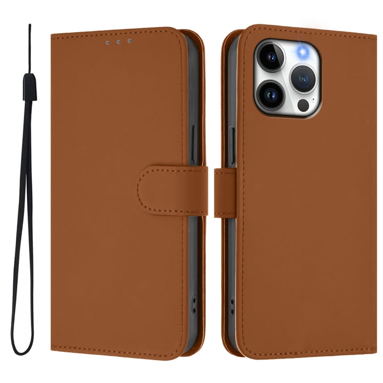 Skin Feel Solid Color Leather Phone Case with Lanyard
