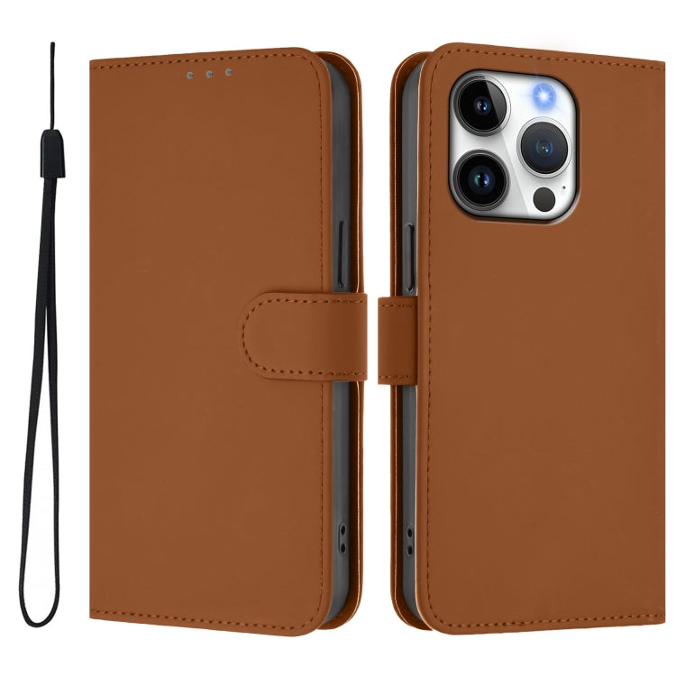 Skin Feel Solid Color Leather Phone Case with Lanyard