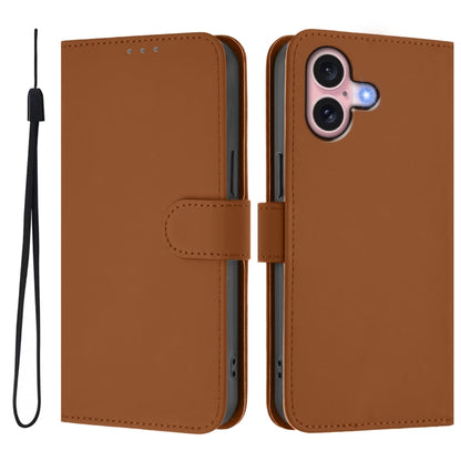 Skin Feel Solid Color Leather Phone Case with Lanyard