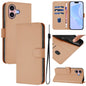 Skin Feel Solid Color Leather Phone Case with Lanyard