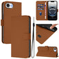 Skin Feel Solid Color Leather Phone Case with Lanyard