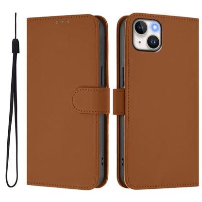 Skin Feel Solid Color Leather Phone Case with Lanyard