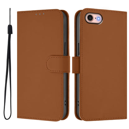 Skin Feel Solid Color Leather Phone Case with Lanyard