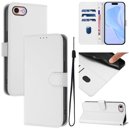 Skin Feel Solid Color Leather Phone Case with Lanyard