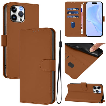 Skin Feel Solid Color Leather Phone Case with Lanyard