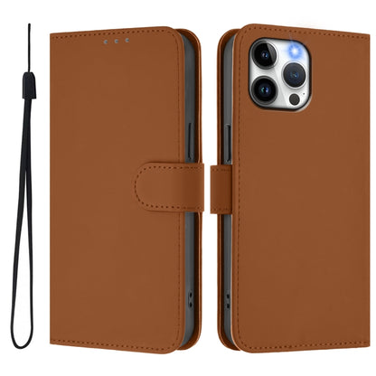 Skin Feel Solid Color Leather Phone Case with Lanyard