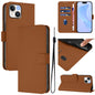 Skin Feel Solid Color Leather Phone Case with Lanyard