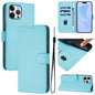 Skin Feel Solid Color Leather Phone Case with Lanyard, For iPhone 12 Pro Max