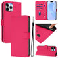 Skin Feel Solid Color Leather Phone Case with Lanyard, For iPhone 12 Pro Max