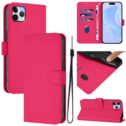 Skin Feel Solid Color Leather Phone Case with Lanyard, For iPhone 11 Pro Max