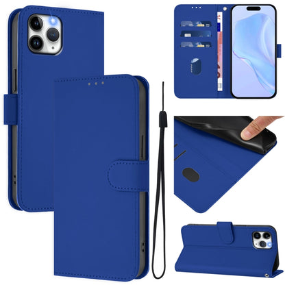 Skin Feel Solid Color Leather Phone Case with Lanyard, For iPhone 11 Pro