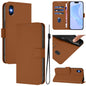 Skin Feel Solid Color Leather Phone Case with Lanyard