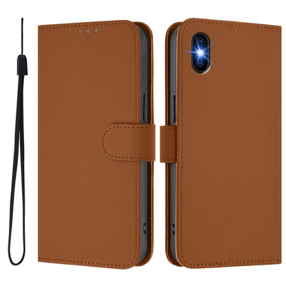 Skin Feel Solid Color Leather Phone Case with Lanyard